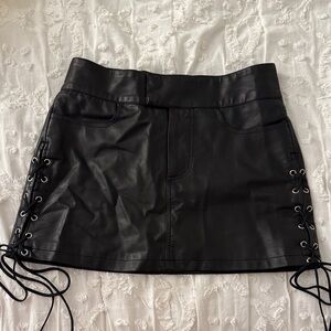 Princess Polly Black Lace-Up Mini Skirt